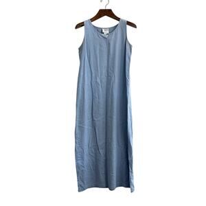 Vintage Country Wear Casuals Denim Dress Women's M Sleeveless Linen Maxi Dress